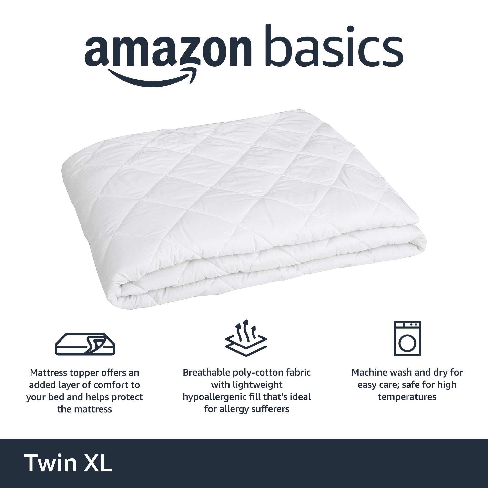 Amazon Basics topper pockets keep the fill in place for consistent support