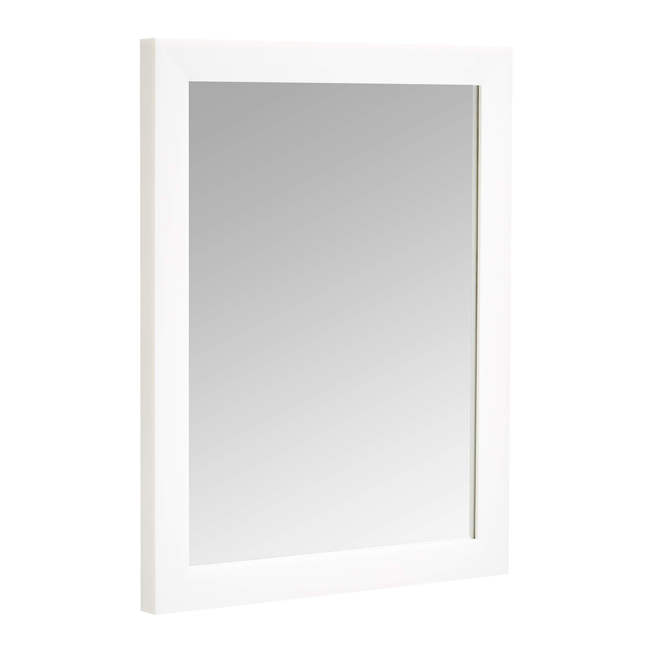 Amazon Basics rectangular wall mirror front view in white frame enhances light and space