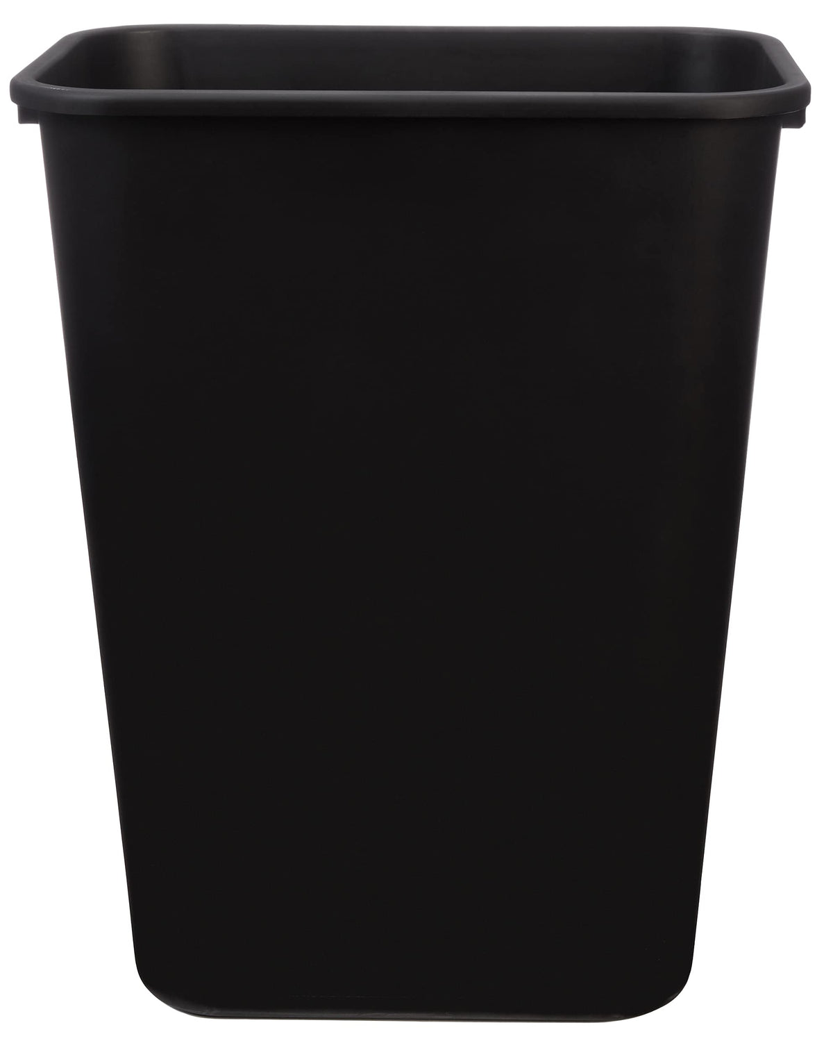 Amazon Basics rectangular wastebasket 10-gallon black for busy offices.