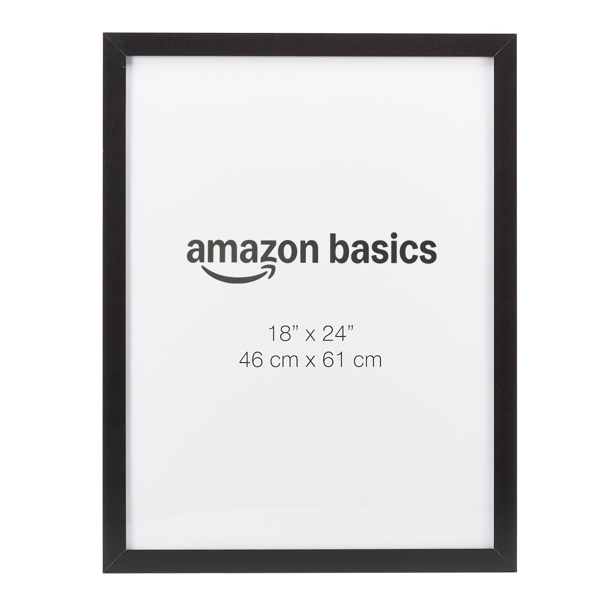 Amazon Basics 18x24 rectangular wood frame front view with clear plexiglass for sharp display