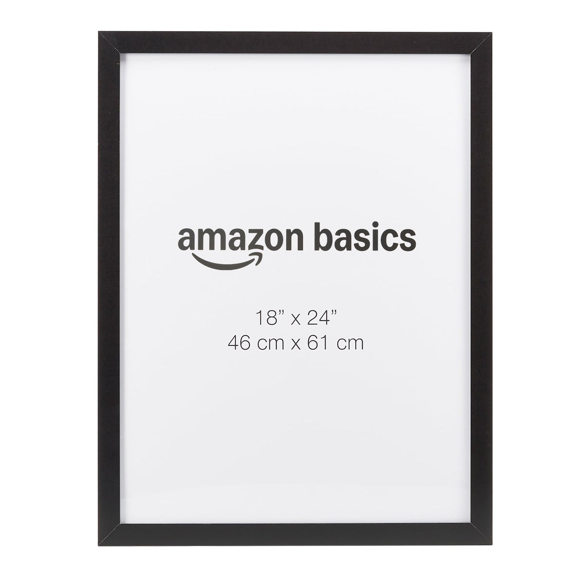 Amazon Basics 18x24 rectangular wood frame front view with clear plexiglass for sharp display