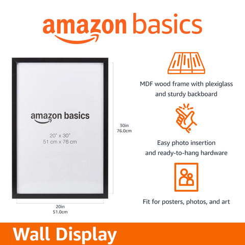 Amazon Basics poster frame back view showing backboard and mounting hardware