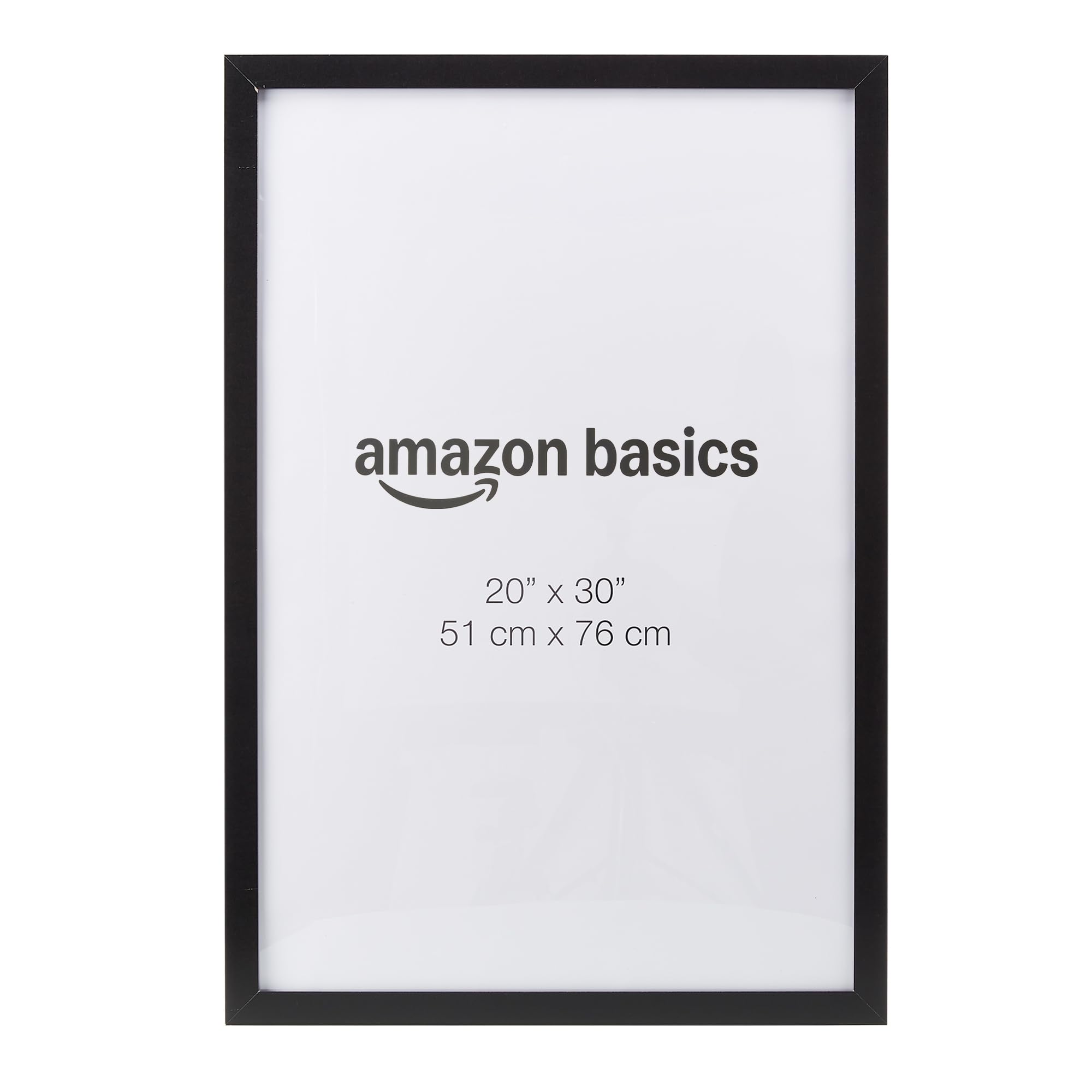 Amazon Basics rectangular wood poster frame front view with clear plexiglass