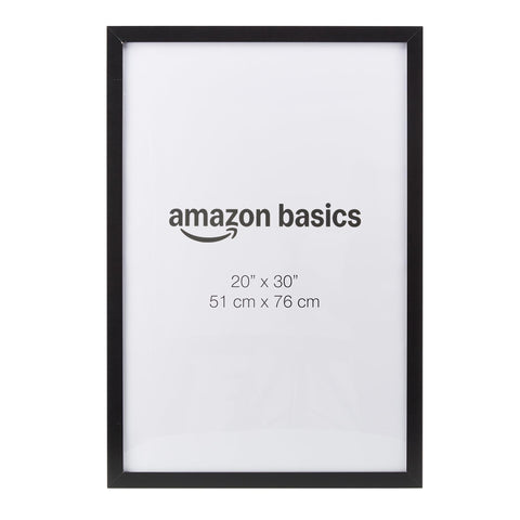 Amazon Basics rectangular wood poster frame front view with clear plexiglass