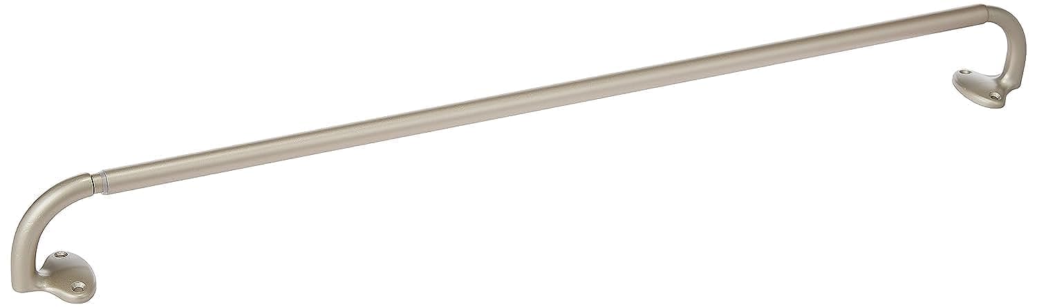 Amazon Basics curtain rod with nickel wraparound ends, ideal for full window coverage and light control.