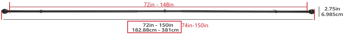 Amazon Basics round-finial rod suitable for sliding doors or wide windows