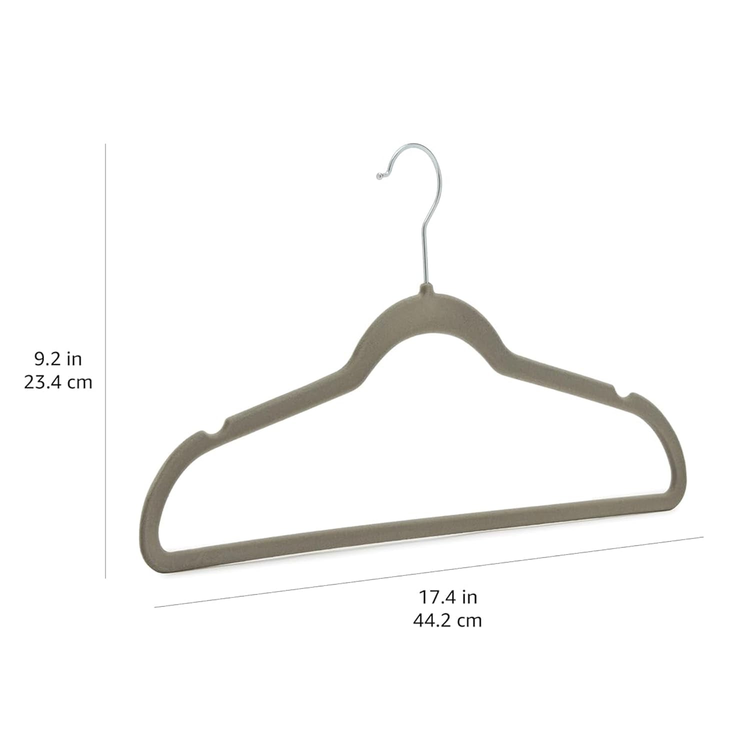 Hangers holding shirts and jackets using Amazon Basics set.
