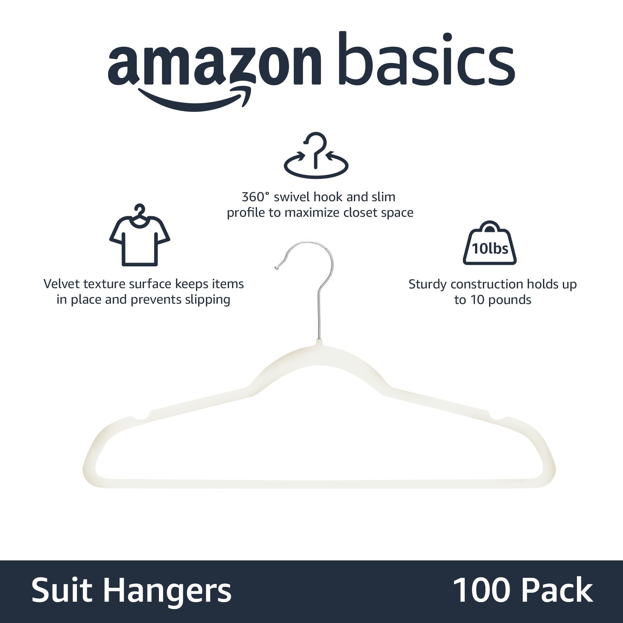 Amazon Basics velvet non-slip hangers side view showing grip and slim profile