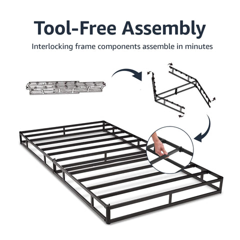 Amazon Basics smart box spring twin dimensions highlight 9-inch height and fit.