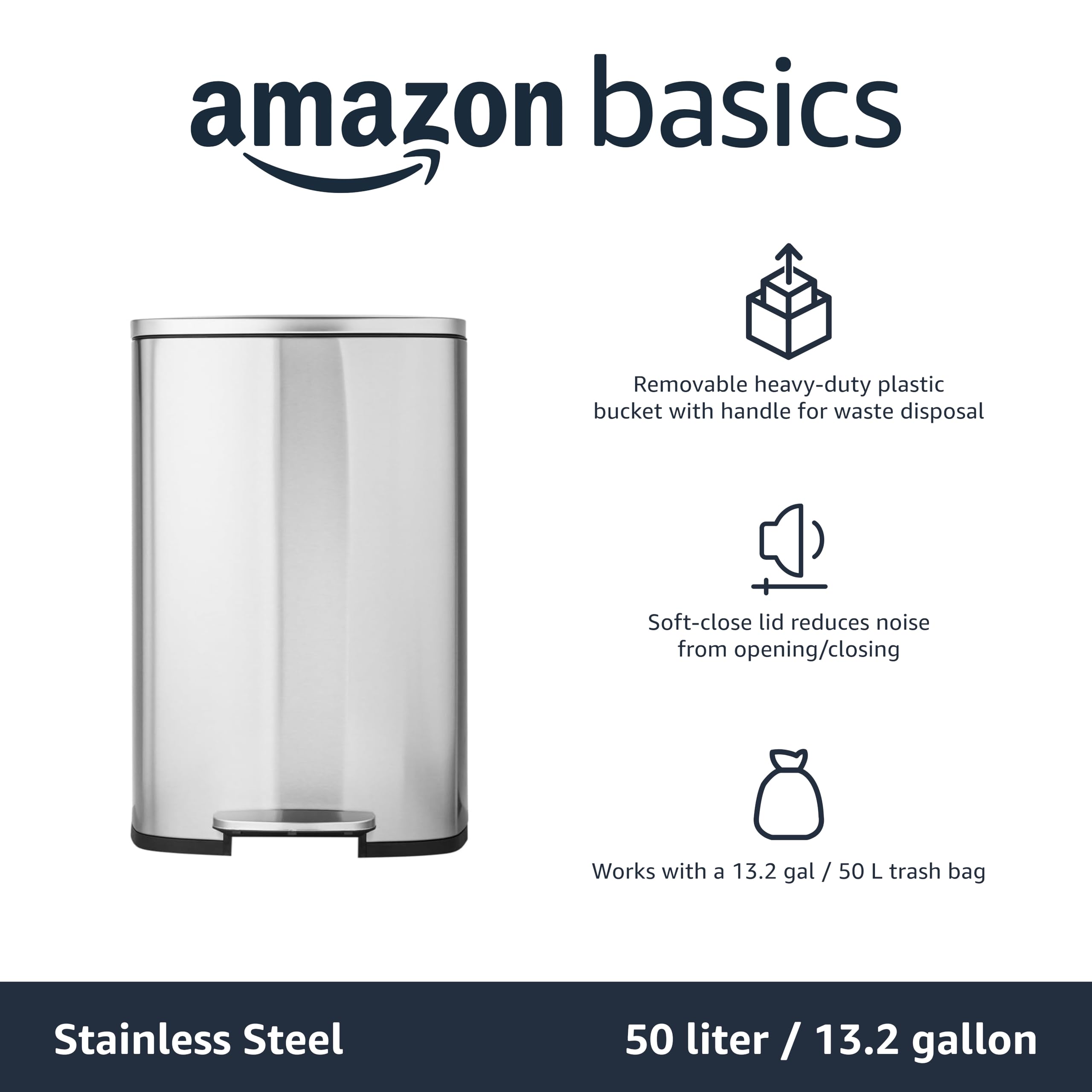 Amazon Basics brushed stainless steel finish resists fingerprints