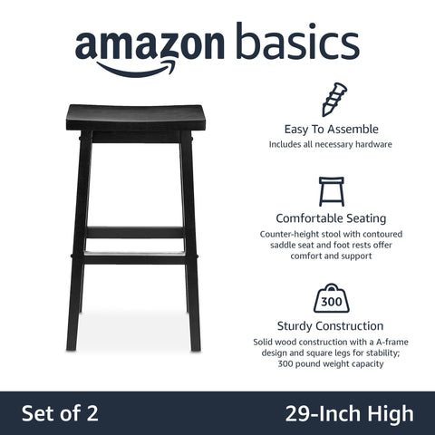 Amazon Basics solid wood counter-height stool in black finish for sturdy seating