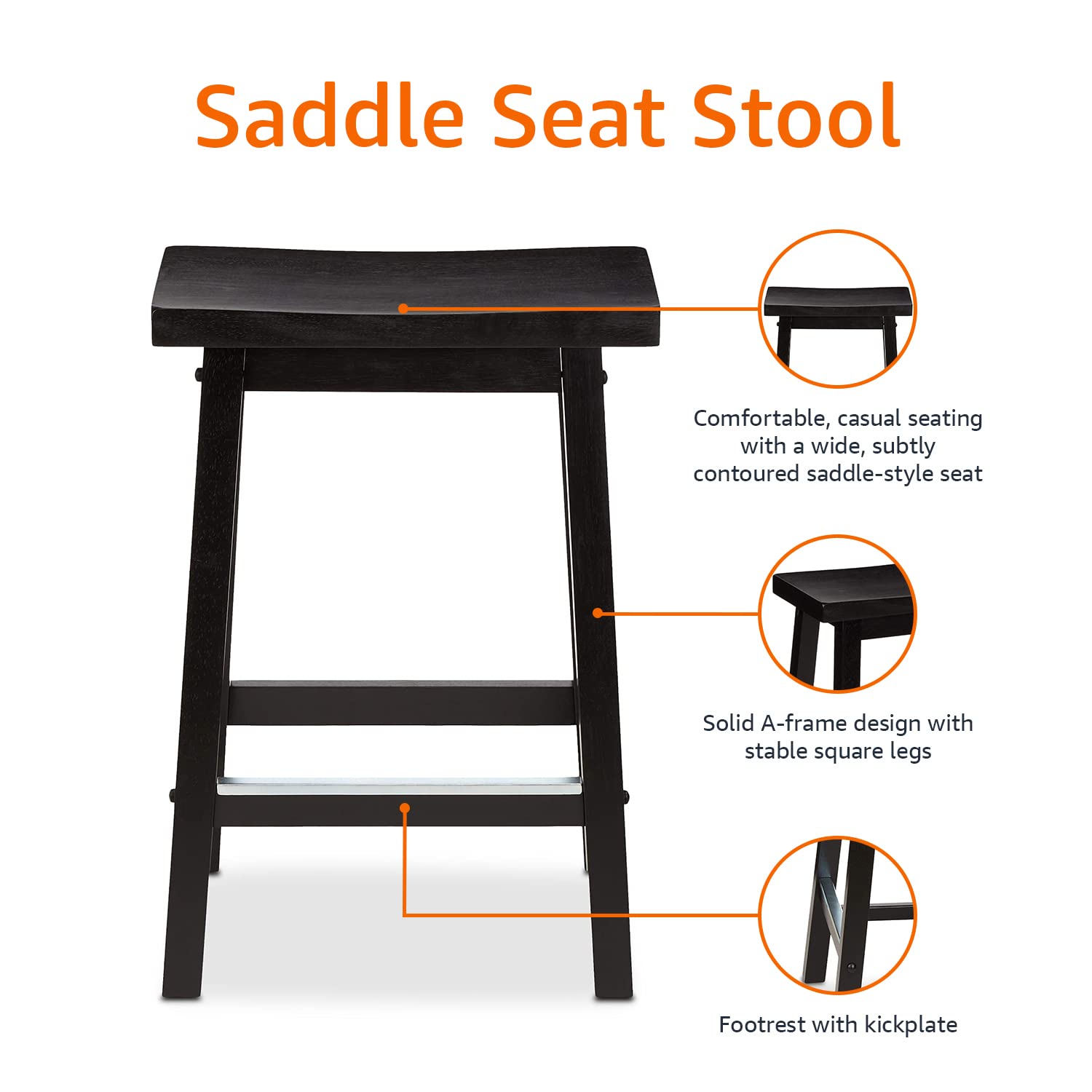Amazon Basics solid wood stool set of 2 fits 36-39 inch counters.