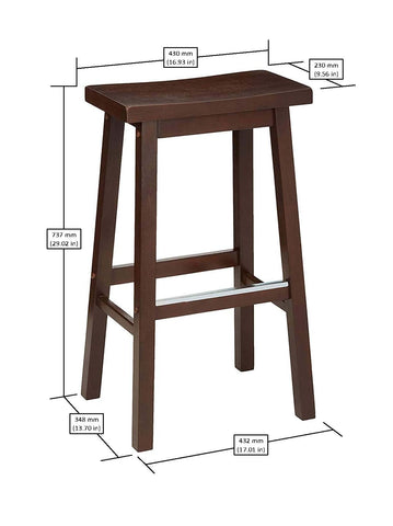 Amazon Basics set of two stools in walnut finish fit countertop heights for 40–42 inch counters.