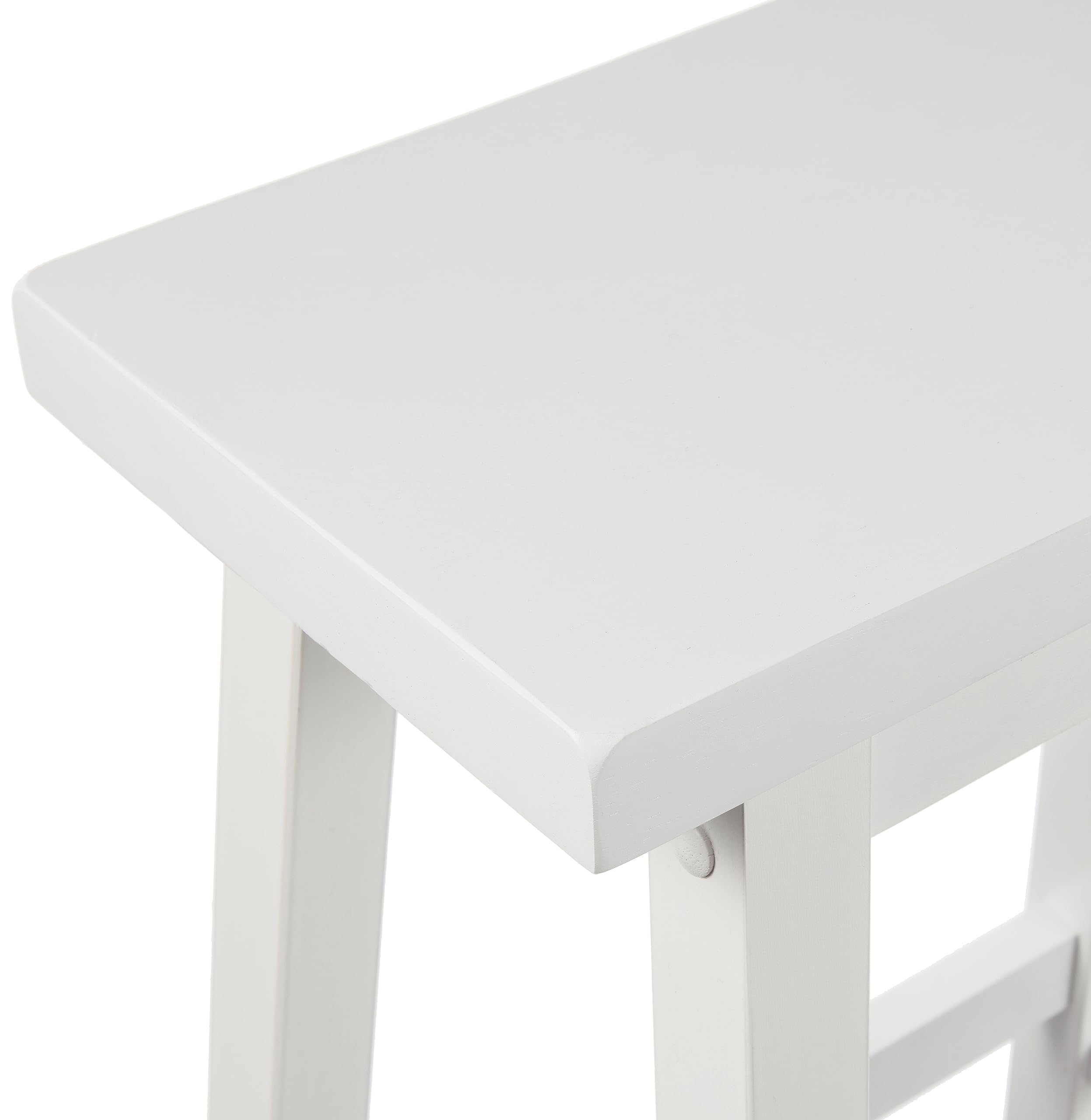Amazon Basics solid wood saddle-seat stool, assembly image, easy hardware included for quick setup.