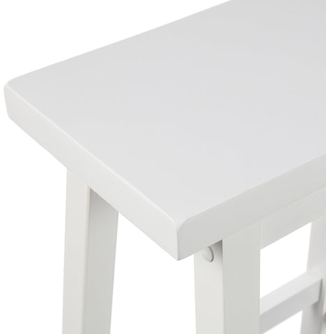 Amazon Basics solid wood saddle-seat stool, assembly image, easy hardware included for quick setup.