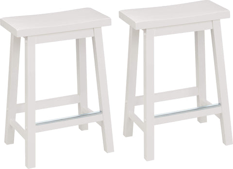 Amazon Basics solid wood saddle-seat stool, front view, ideal for casual meals at counters.