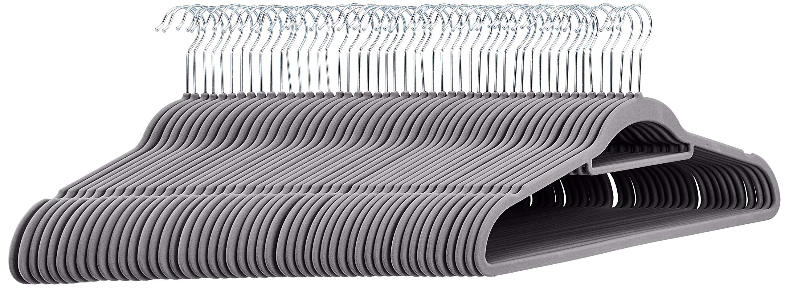 Amazon Basics space-saving hangers in a full pack optimize closet organization