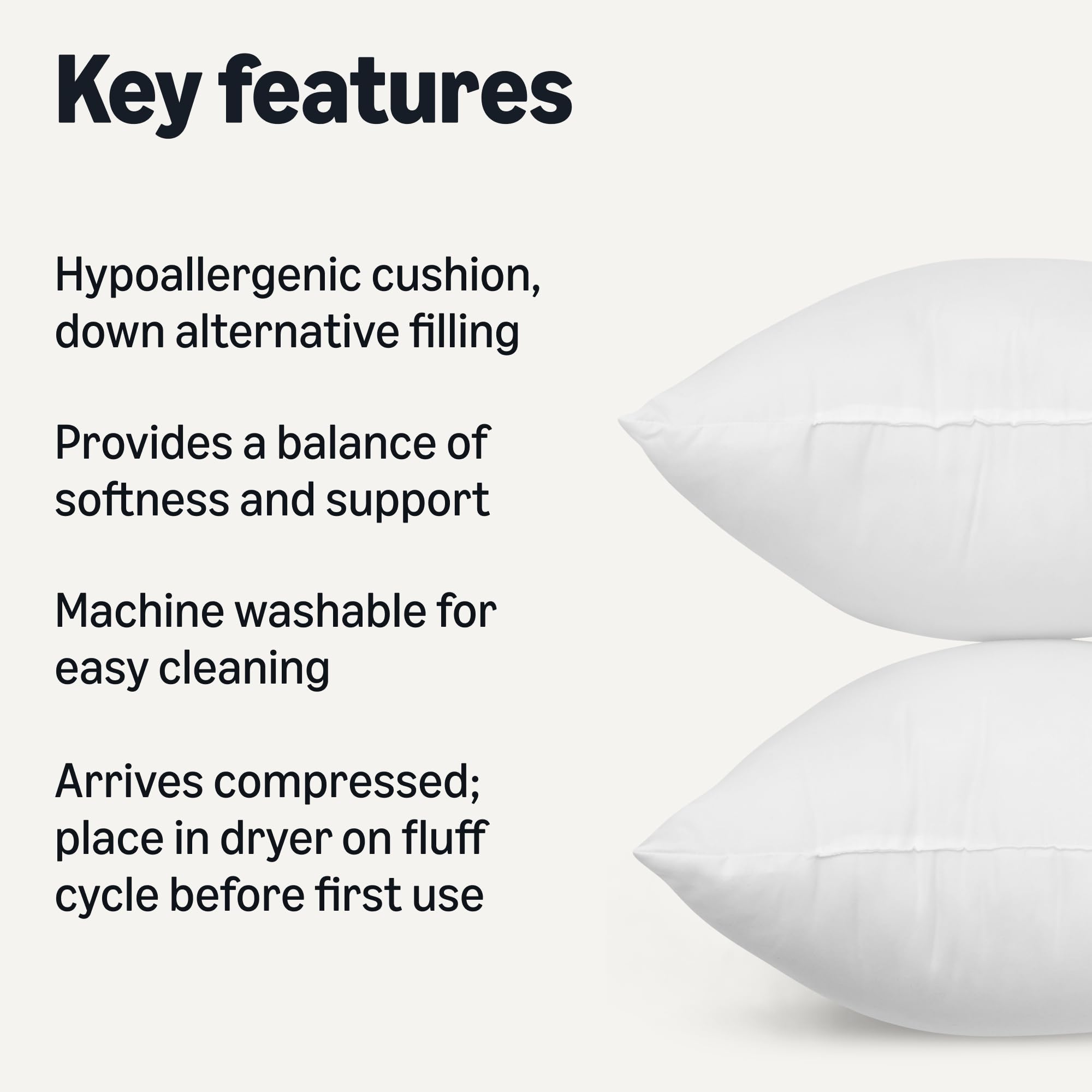 Amazon Basics square pillow insert 4-pack decor enhances cushions on couches and beds.