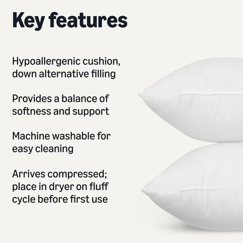 Amazon Basics square pillow insert 4-pack decor enhances cushions on couches and beds.