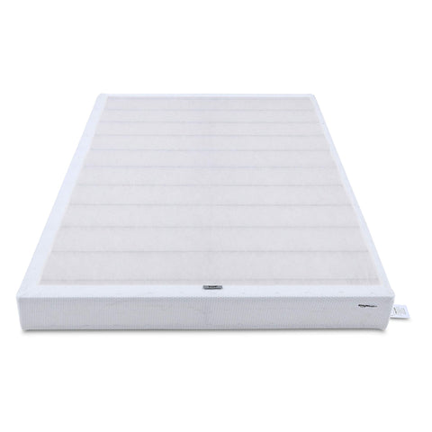 Amazon Basics Sturdy Box Spring Base, side view, delivering stable foundation for any mattress.