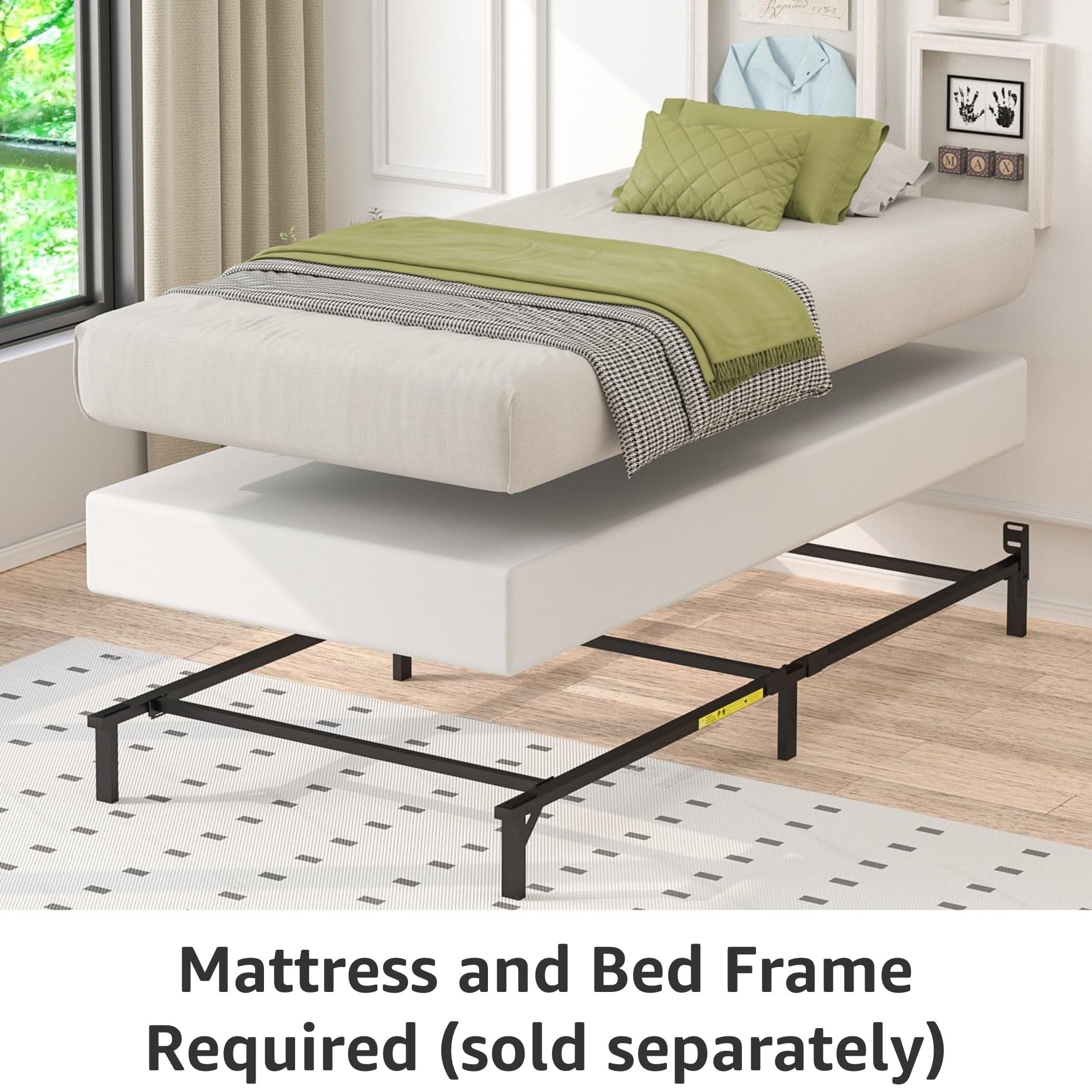 Amazon Basics Sturdy Box Spring Base steel frame highlights robust support.