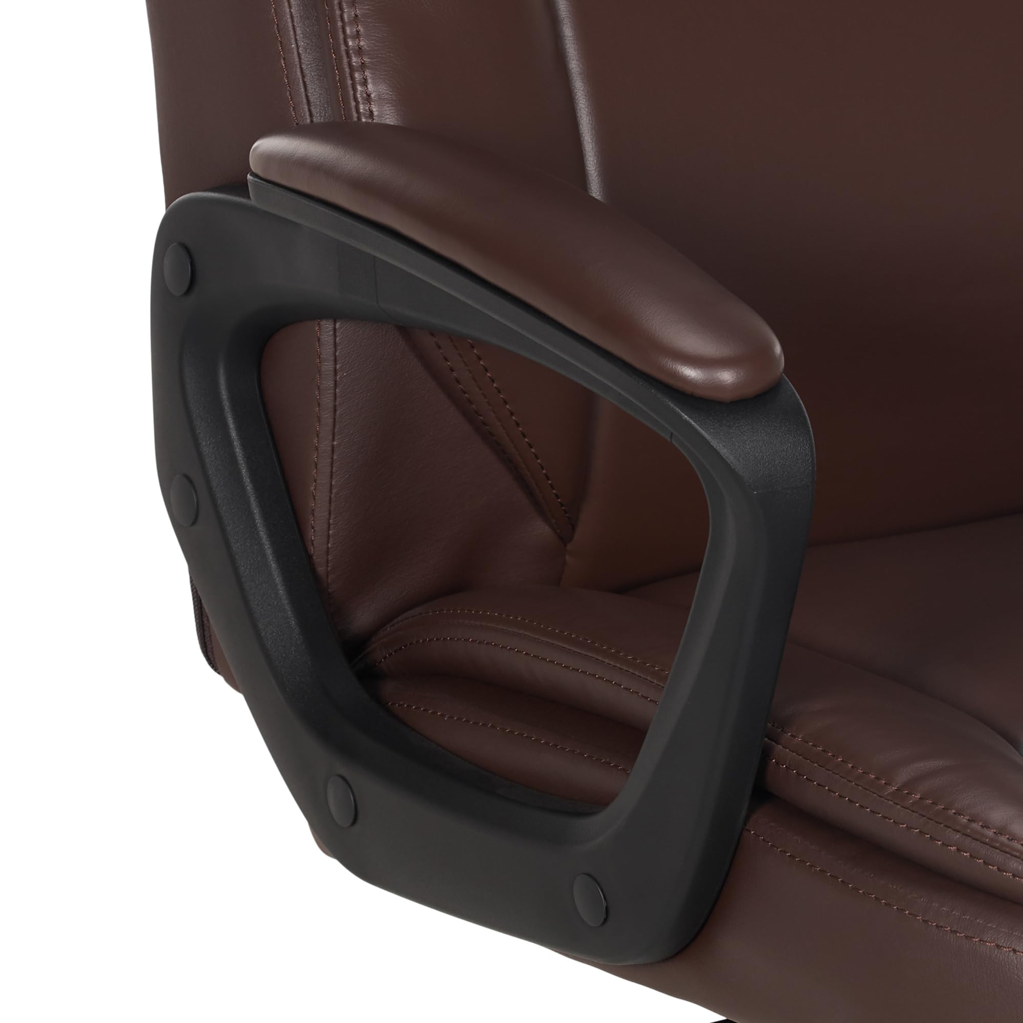 Sturdy metal base and smooth-rolling casters on the Amazon Basics chair for easy mobility