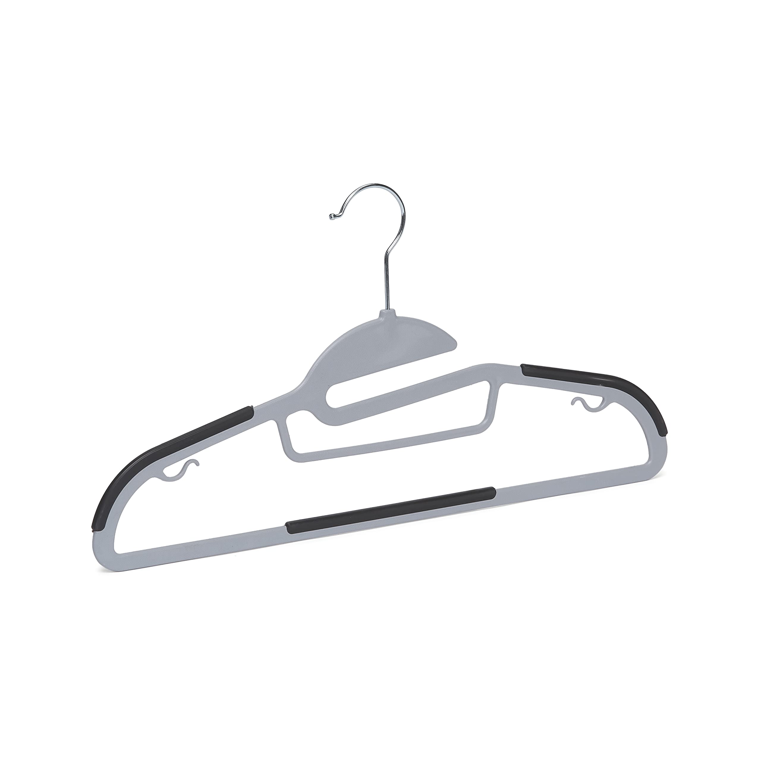 Amazon Basics thin-frame gray hangers maximize closet space while staying sturdy.