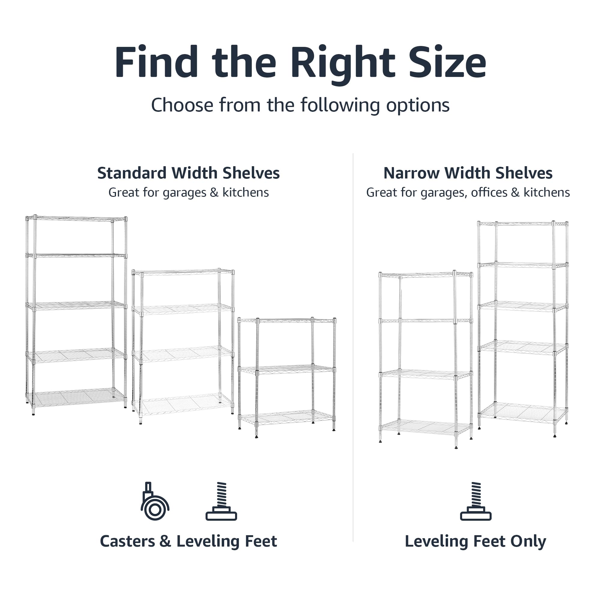 Amazon Basics tool-free assembly with leveling feet for stability and easy setup.