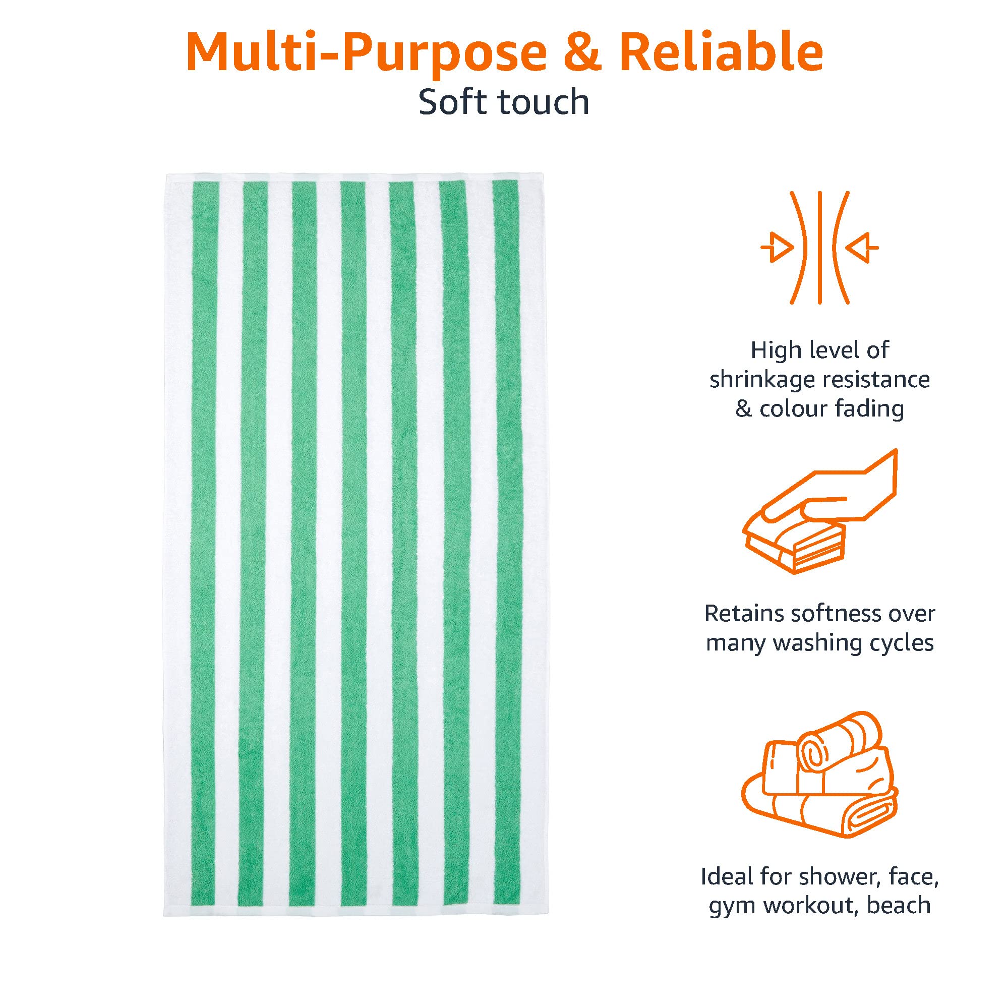 Towel from Amazon Basics suitable for machine washing and drying.