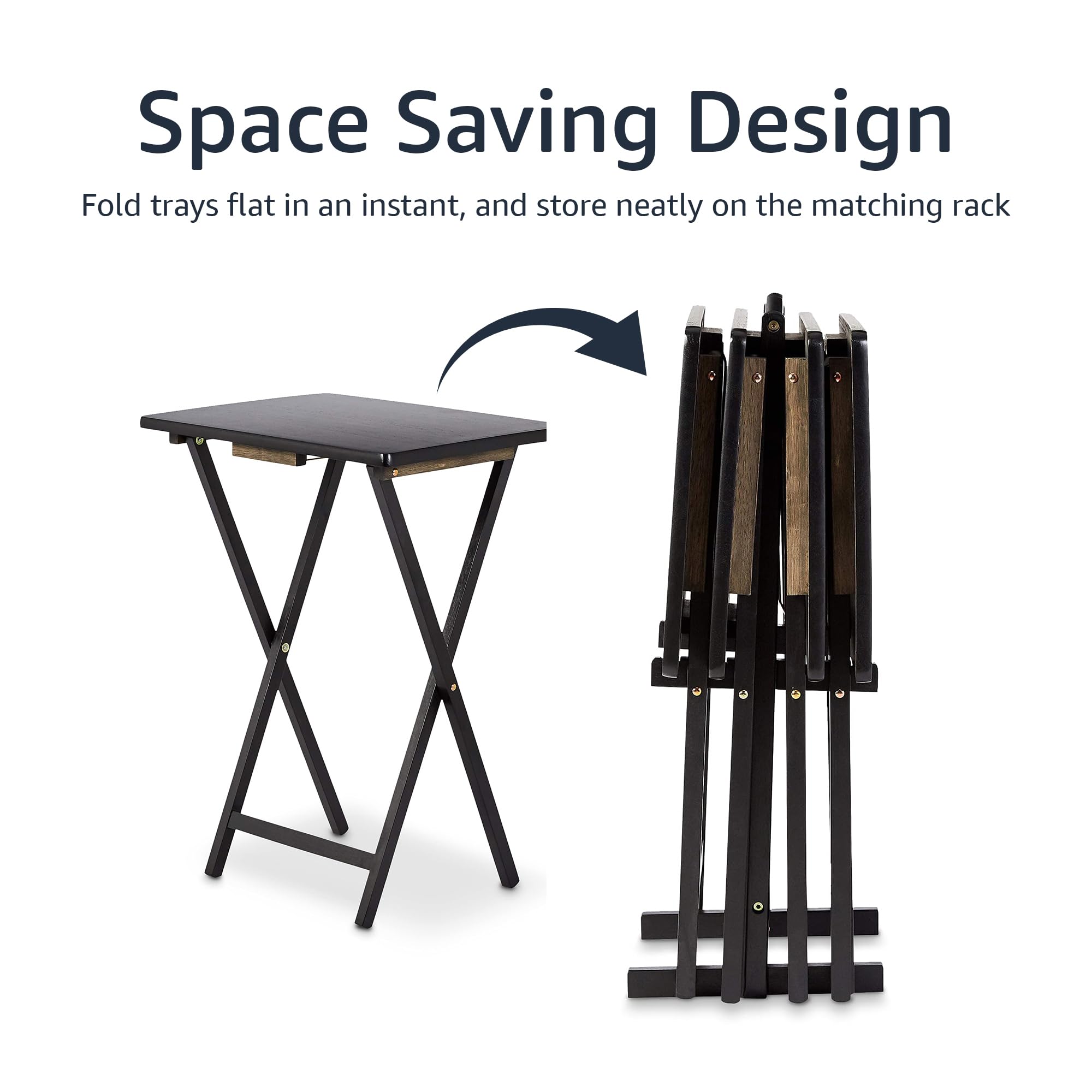 Amazon Basics TV tray in use as a dining table or workspace.