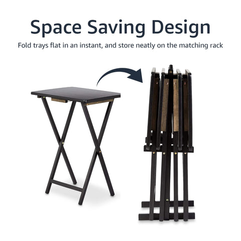 Amazon Basics TV tray in use as a dining table or workspace.
