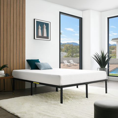 Amazon Basics twin bed frame full view showing sturdy support for mattress
