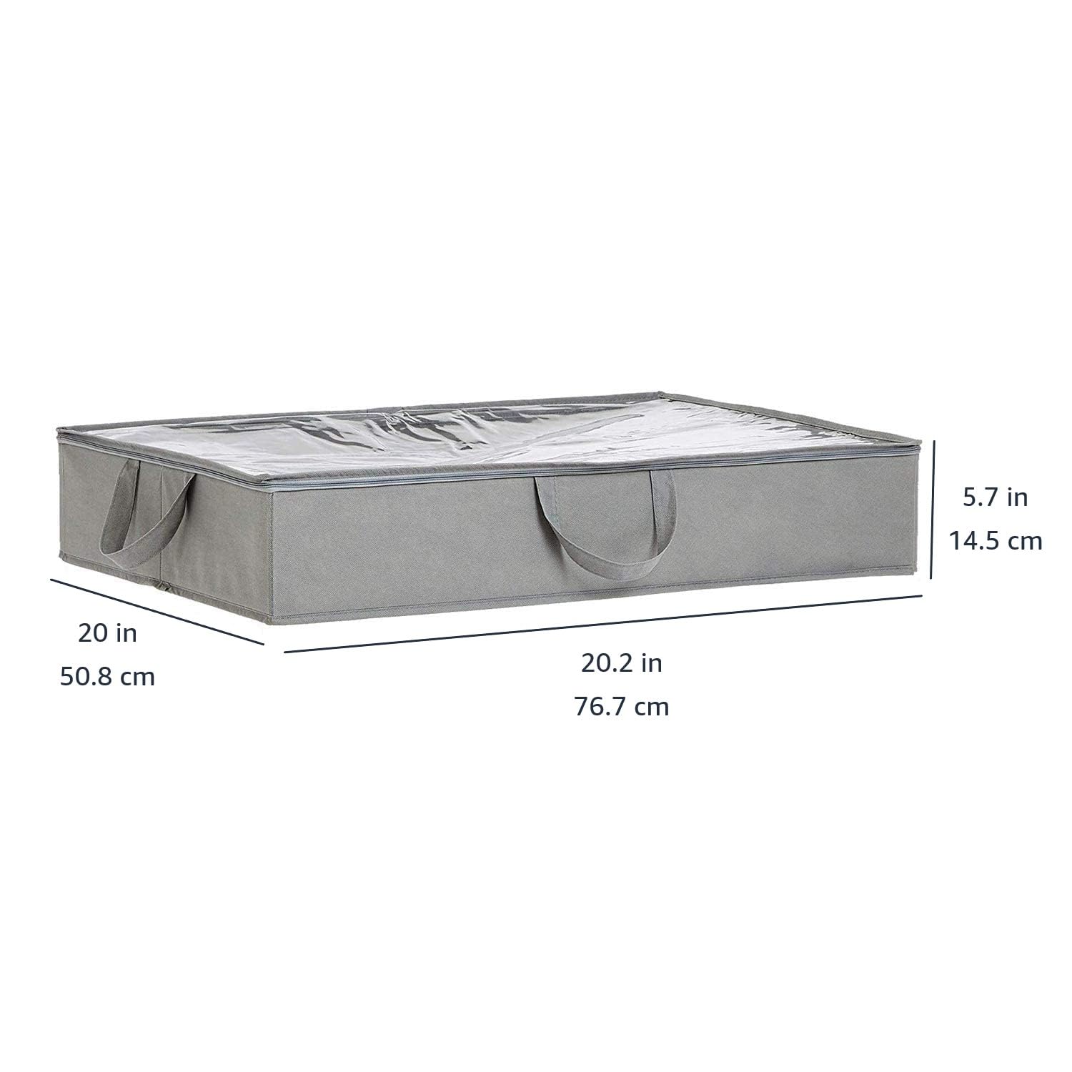 Amazon Basics under-bed bag side view with three handles