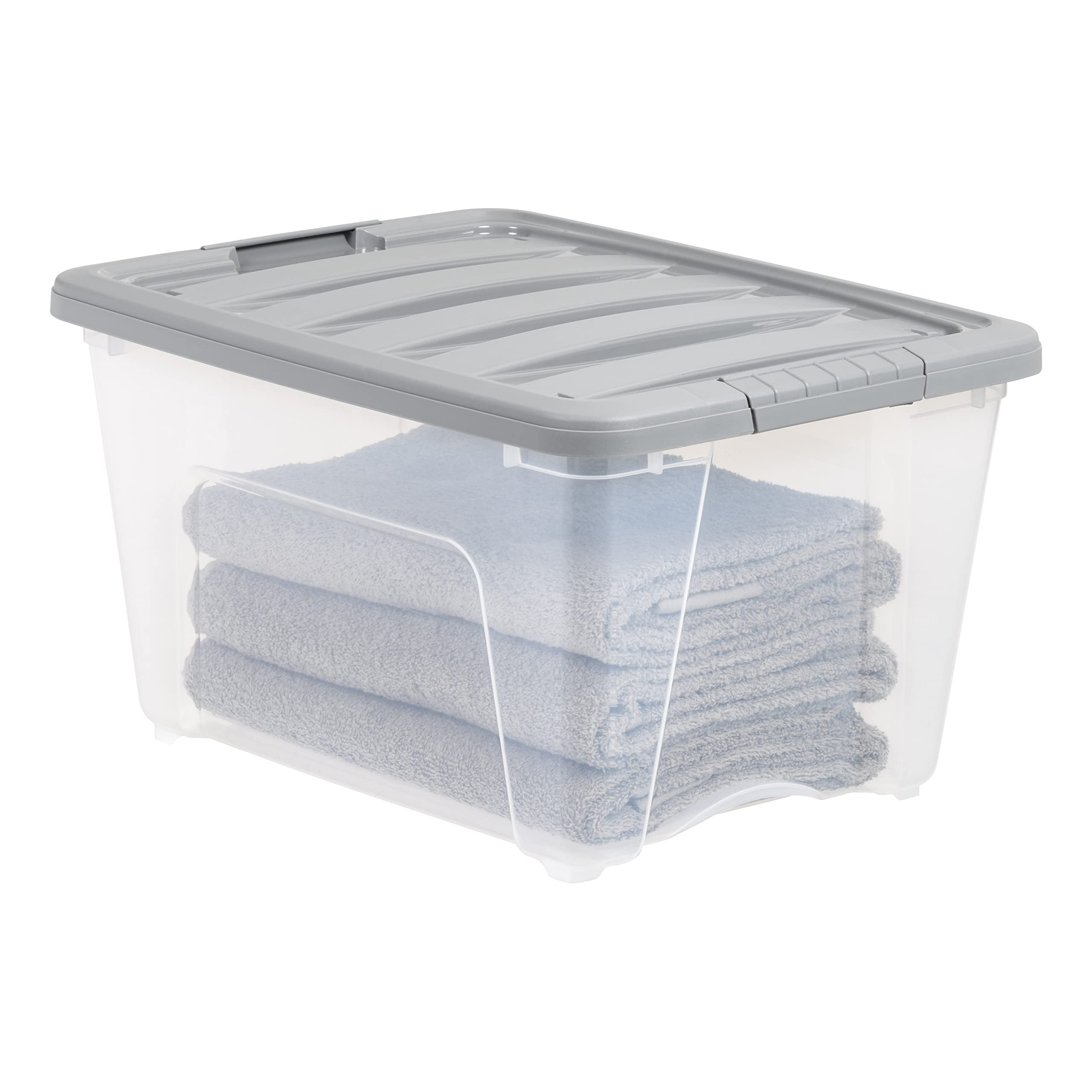 Amazon Basics under-bed storage setup using 32-quart bins.