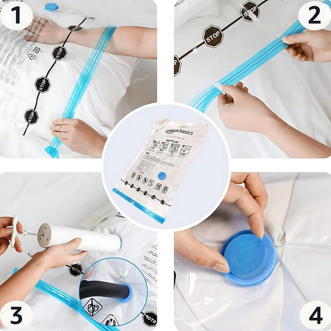 Amazon Basics vacuum bags with hand pump for easy compression