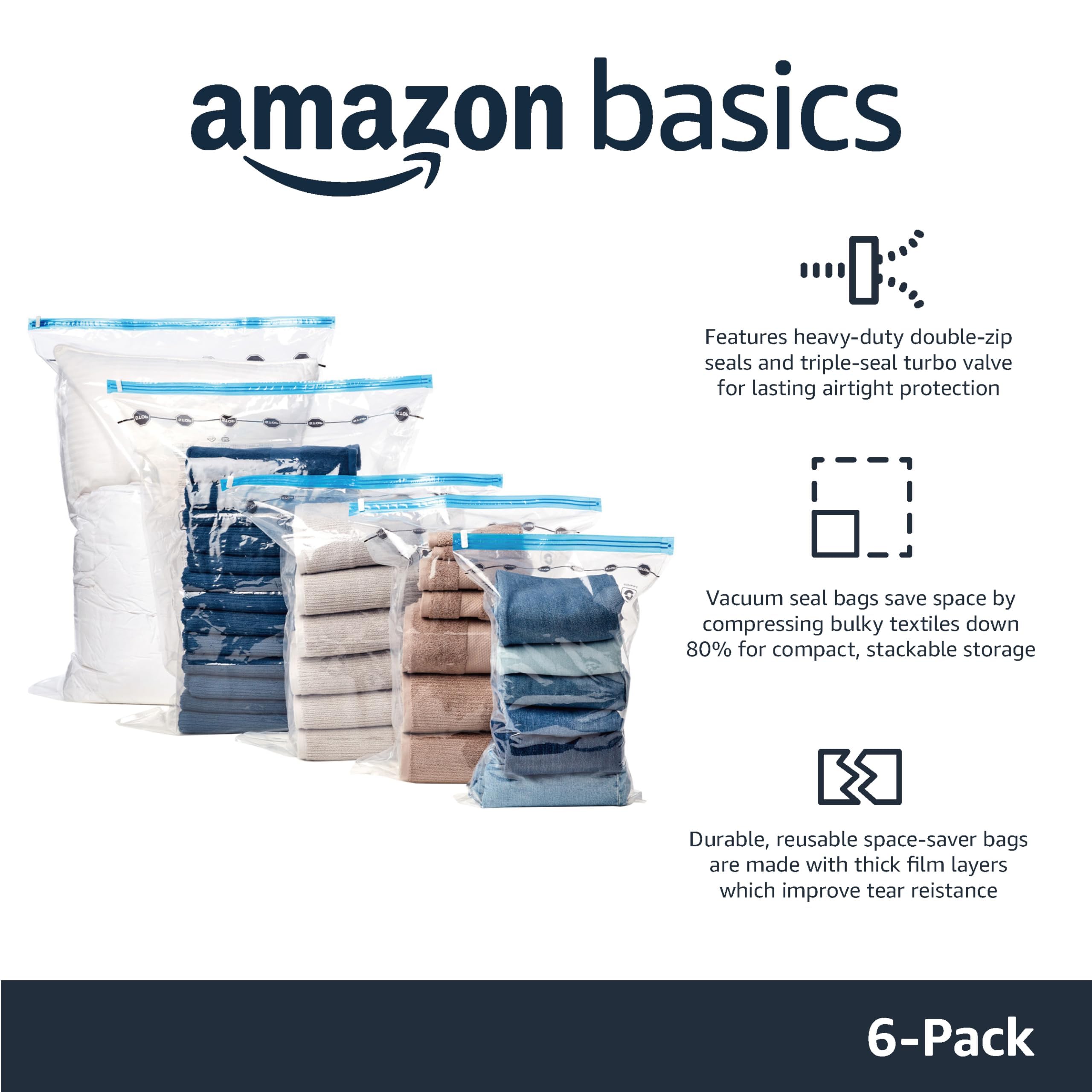 Amazon Basics vacuum bags large 32x24 great for closet and suitcase organization