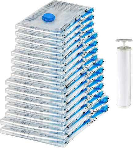 Amazon Basics vacuum storage bags x-jumbo 48x32 for off-season clothing organization and space saving.