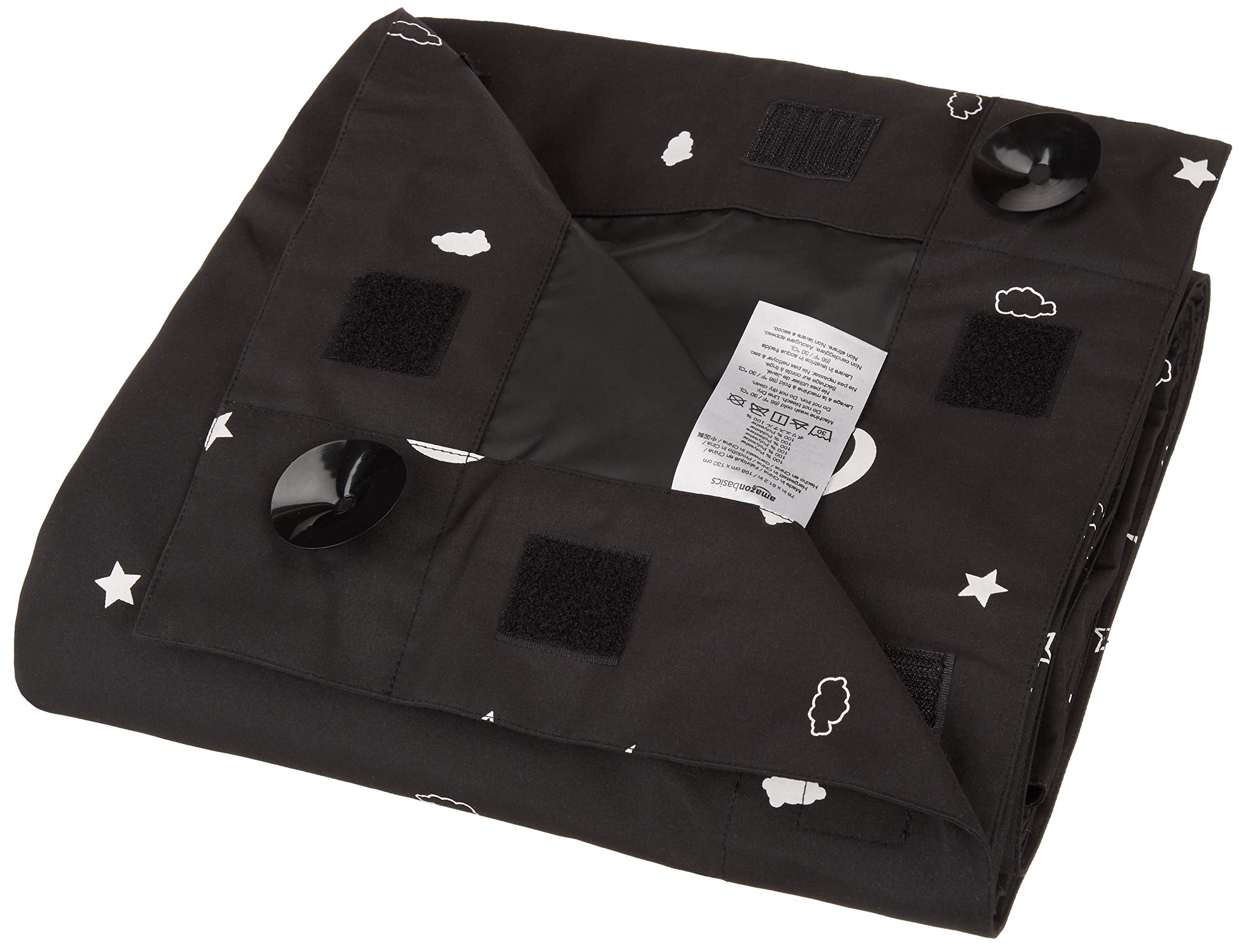 Amazon Basics adjustable Velcro tabs provide a customizable fit for different windows.