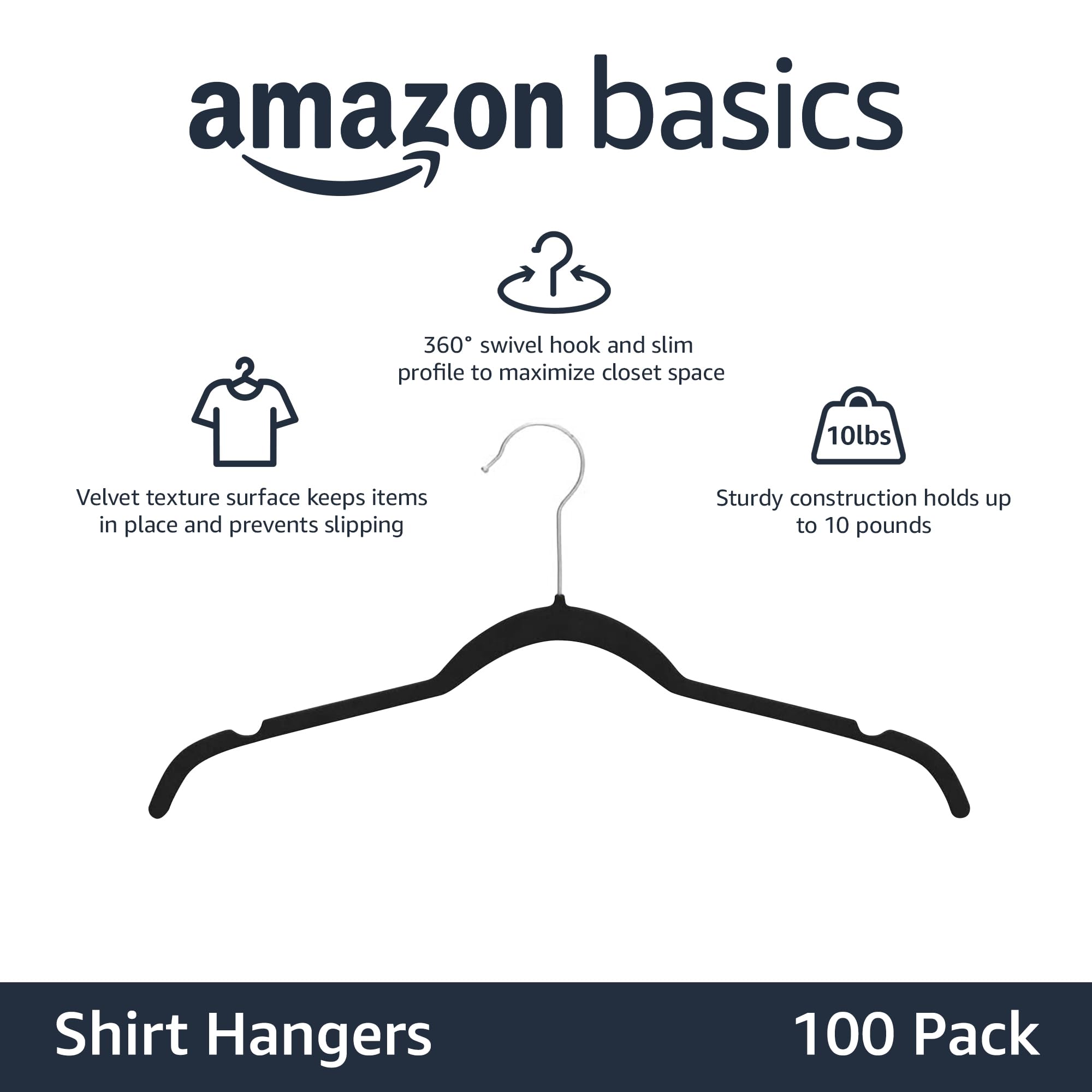 Close-up of velvet non-slip surface on Amazon Basics hanger prevents slips