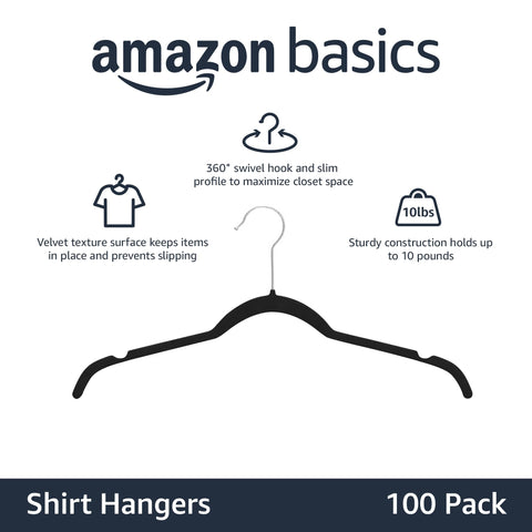 Close-up of velvet non-slip surface on Amazon Basics hanger prevents slips