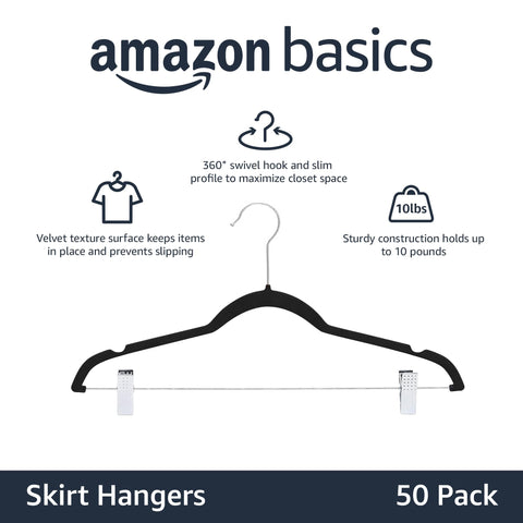 Amazon Basics velvet skirt hanger with notched shoulders for strap protection