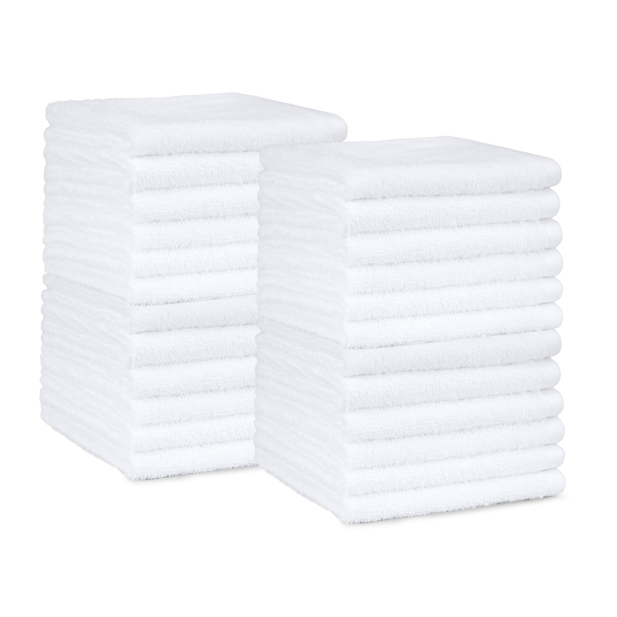 Amazon Basics washcloth flat-lay shows plush terry for gentle, absorbent cleaning