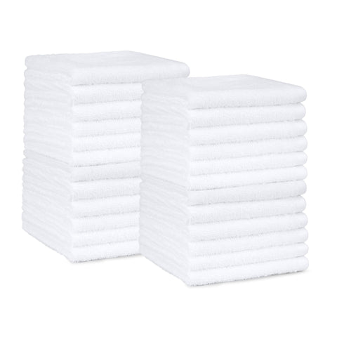Amazon Basics washcloth flat-lay shows plush terry for gentle, absorbent cleaning