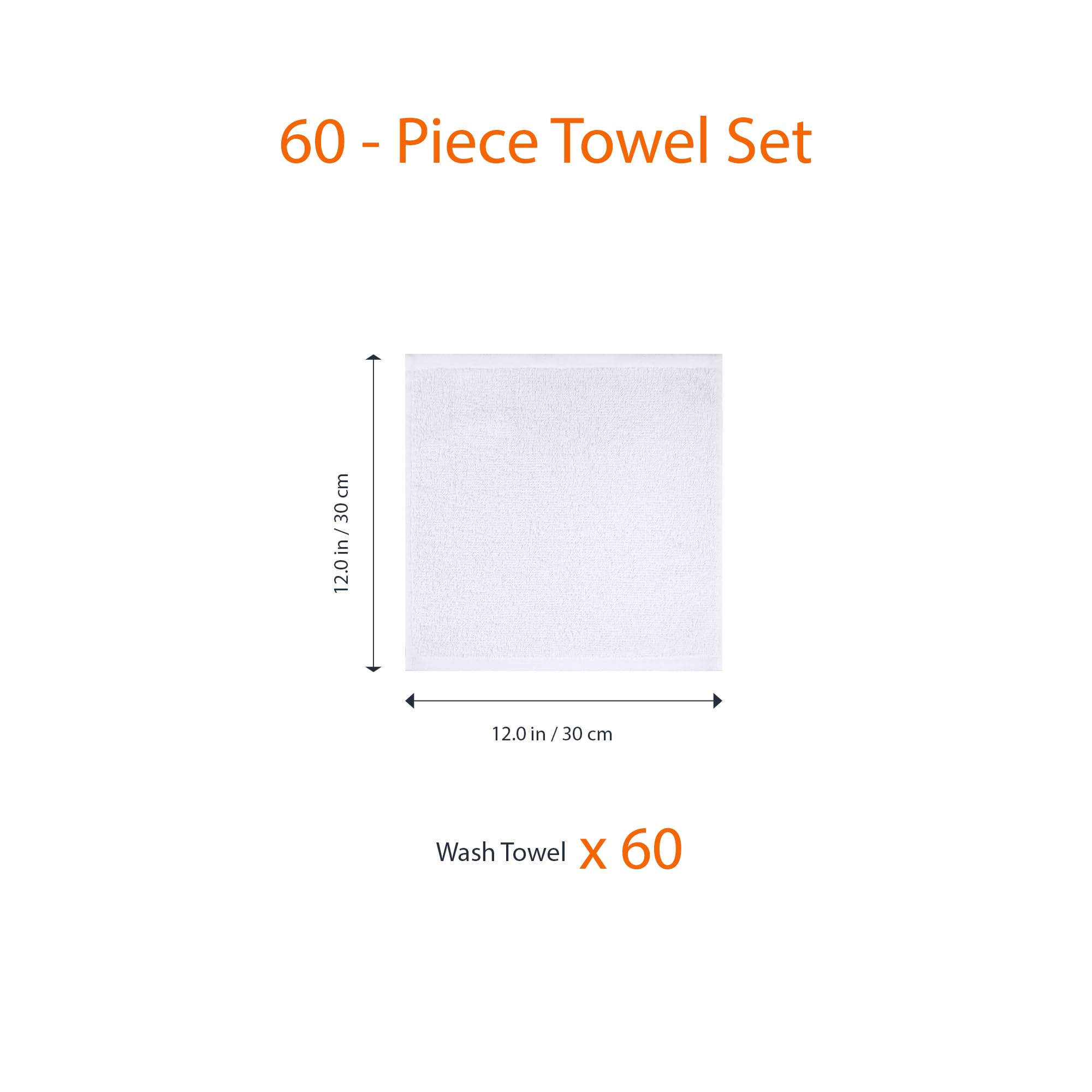 Amazon Basics washcloths stacked illustrate generous 60-pack quantity for busy households