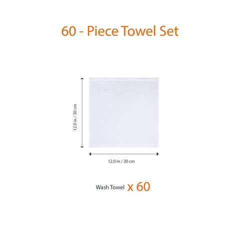 Amazon Basics washcloths stacked illustrate generous 60-pack quantity for busy households