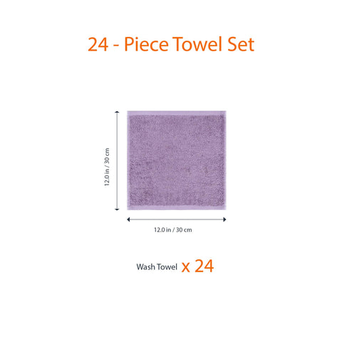 Amazon Basics lavender washcloths folded stack displaying plush softness