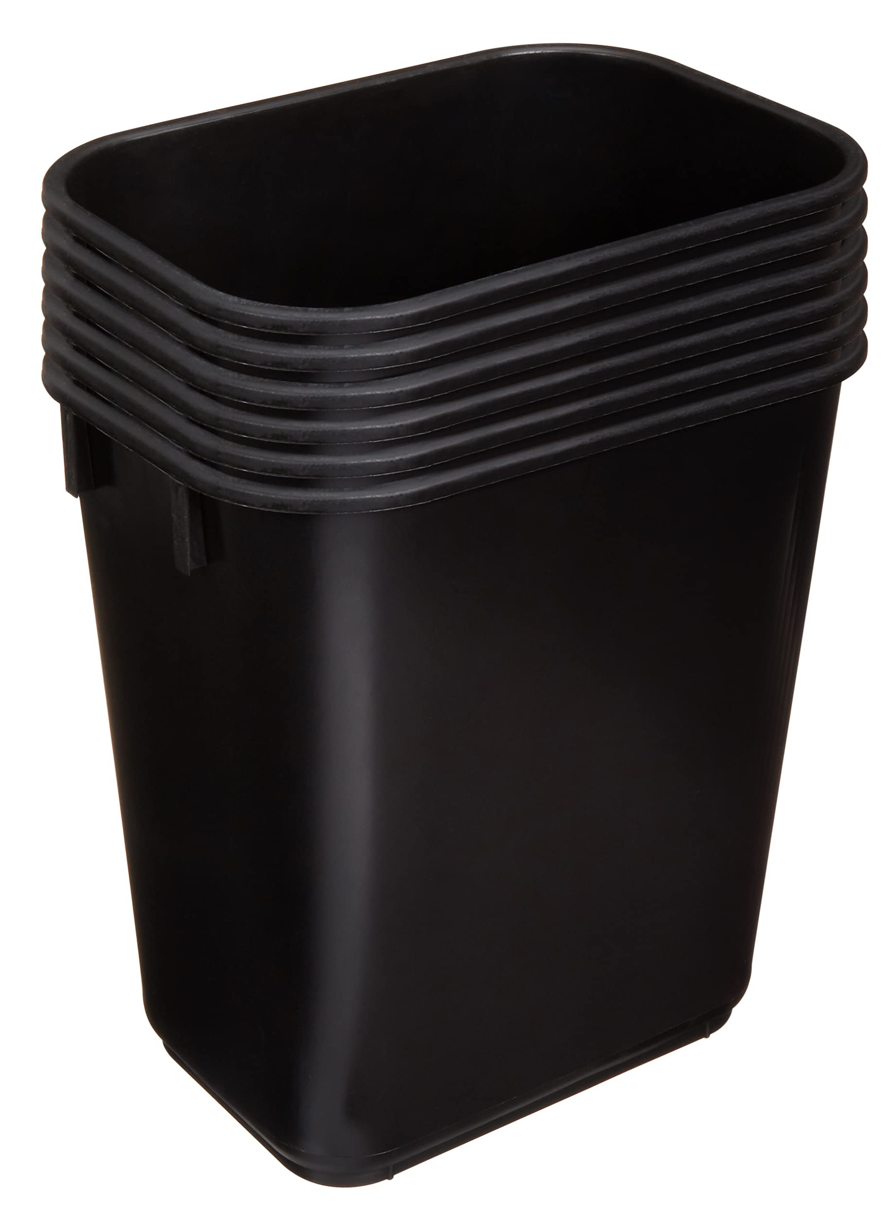 Amazon Basics wastebasket with nestable design in black for easy storage