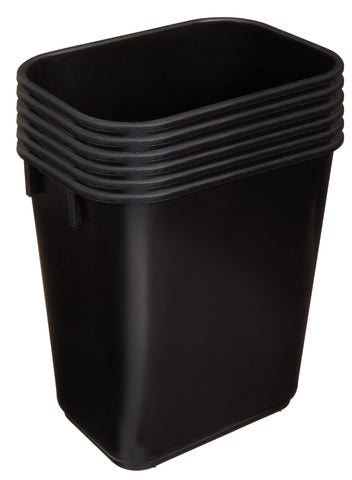 Amazon Basics wastebasket with nestable design in black for easy storage