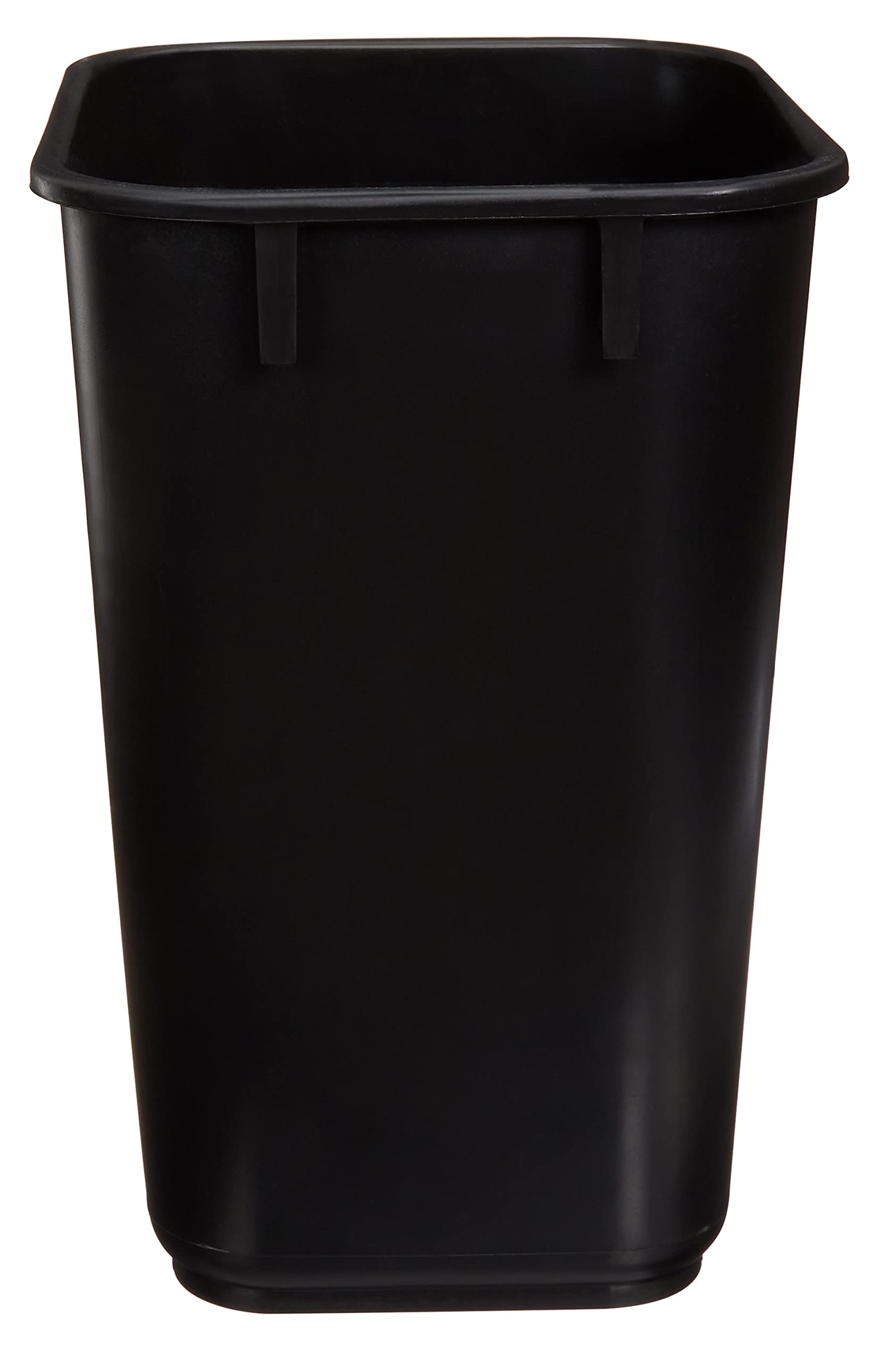 Amazon Basics 6-pack wastebaskets neatly stacked for space-saving storage
