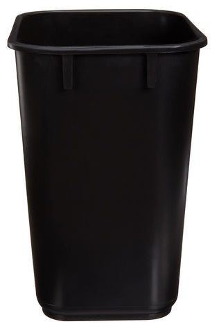 Amazon Basics 6-pack wastebaskets neatly stacked for space-saving storage